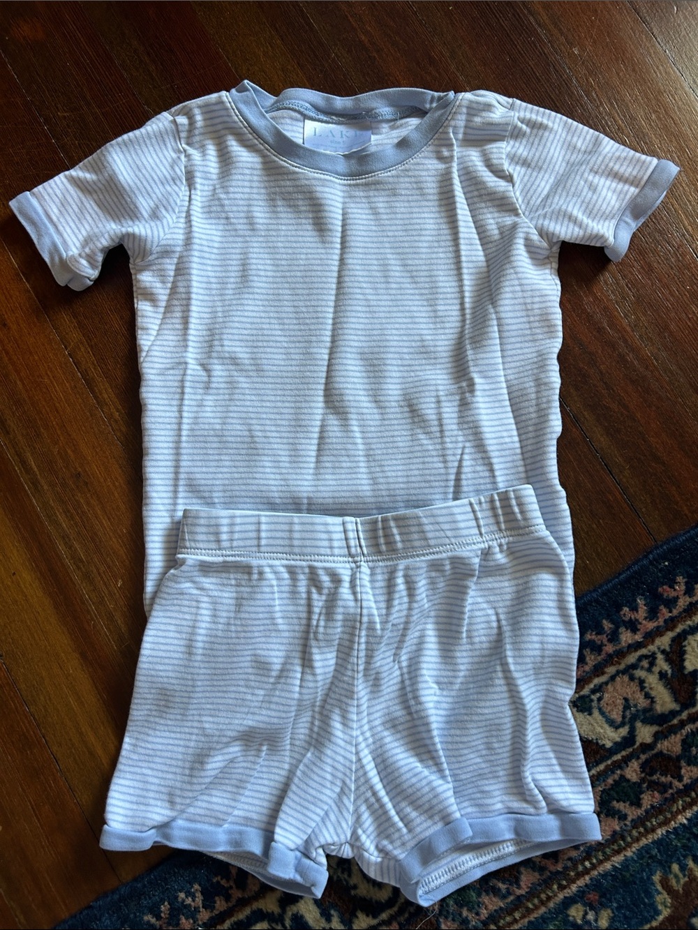 Lake Pajamas White & Light Blue Striped Short Set